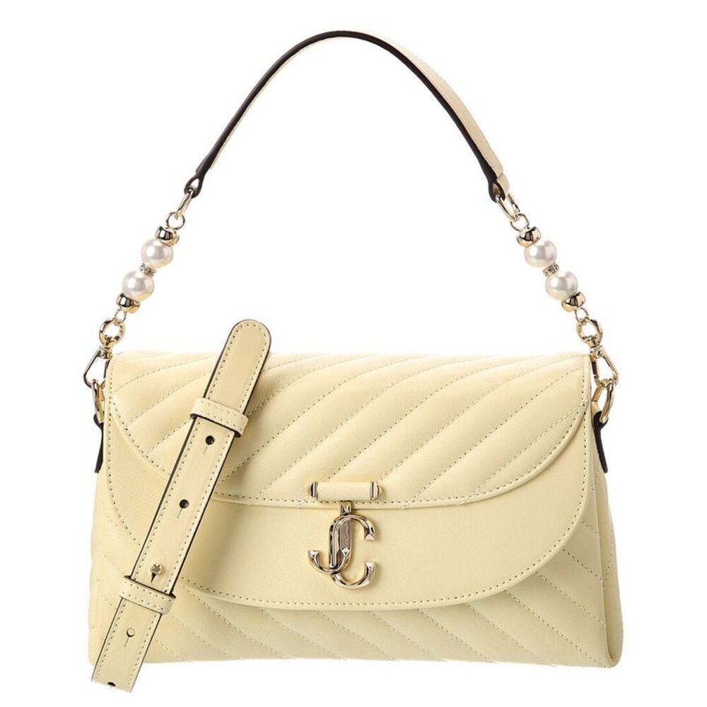 Jimmy Choo Avn Curve Top Handle Leather Shoulder Bag, Yellow